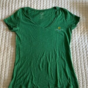 Green V-Neck Women's Top
